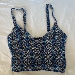 Hollister blue tribal crop top